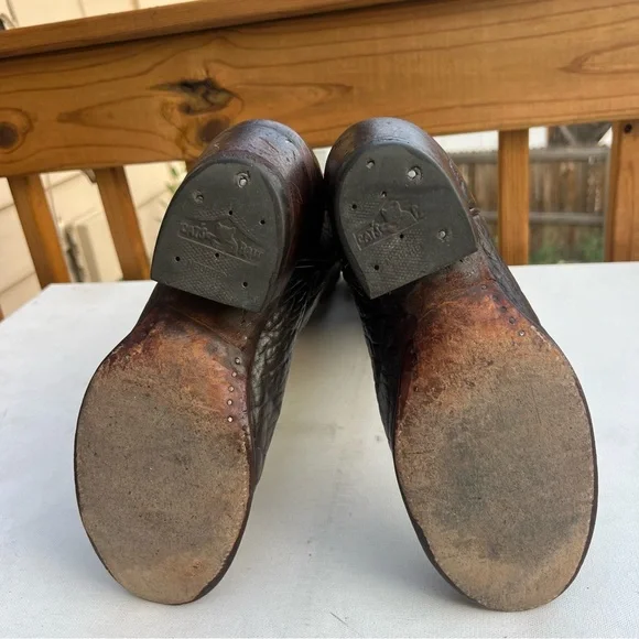 Vintage Sanders tall brown marbled leather western boot - Picture 13 of 16